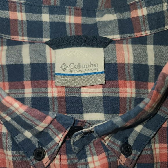 Columbia Mens Large Blue , Pink,  White Plaid  Button Down Shirt - Picture 4 of 8